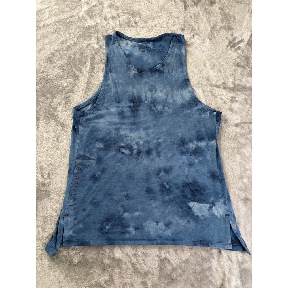 Lululemon All Yours Tank Top Womens Size 8 Blue Crew Neck Sleeveless Slit